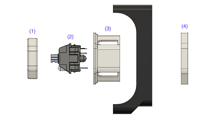 Exploded view of Meteyou's GCode Button